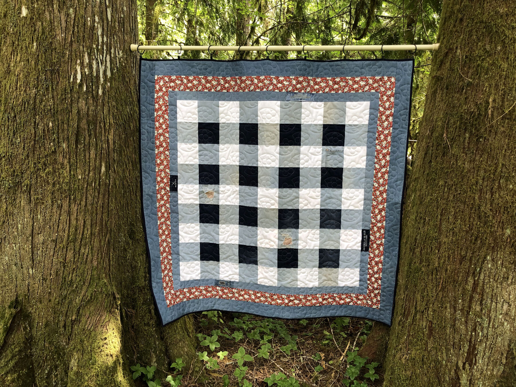 Gingham Upcycled Denim Quilt