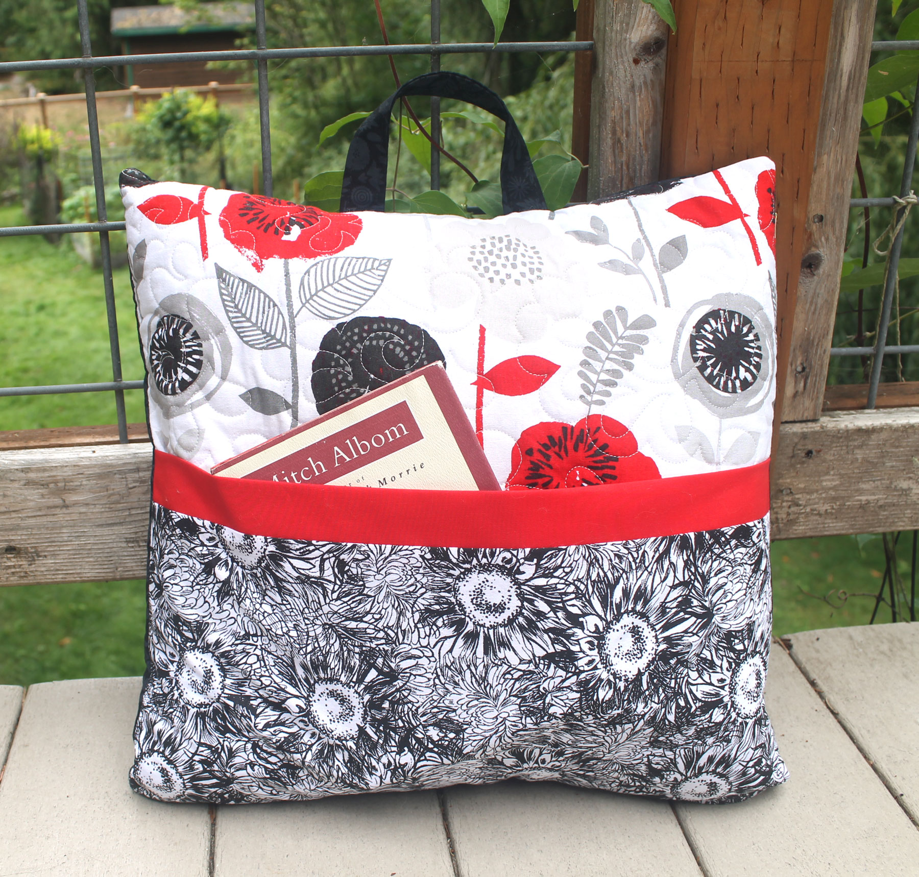 Poppies and Sunflowers Reading Pillow Front